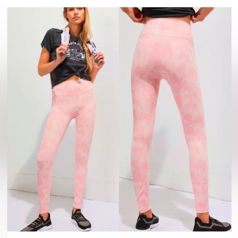 Anthropologie All Fenix Pink and White Cloud Leggings
